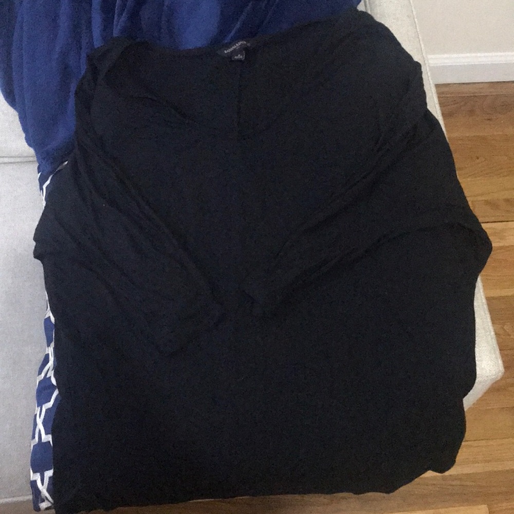 3/4 sleeve black v neck top